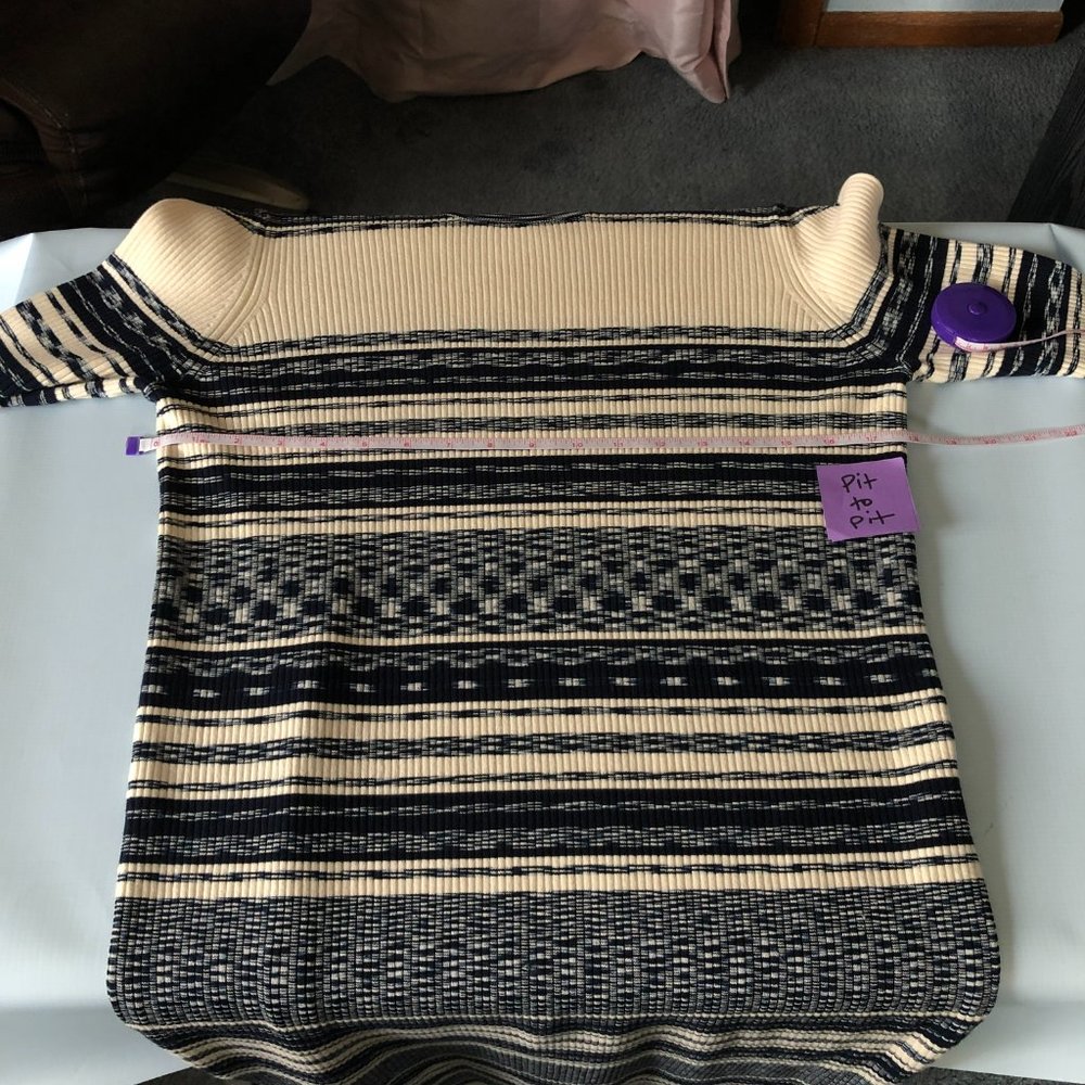 Tory Burch Julie Intarsia Striped Blue White Sweater Dress Medium Women's Midi - Picture 5 of 6